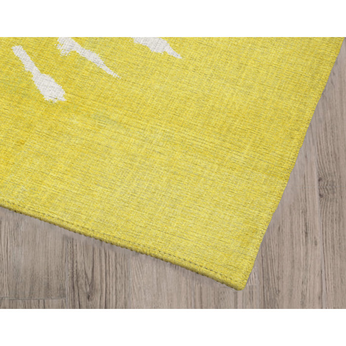 Wrought Studio Ally Performance Yellow/White Rug Wayfair